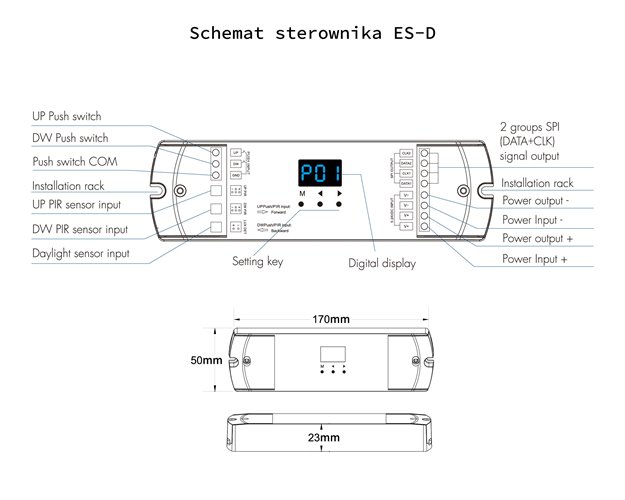 Sterownik LED schodowy Digital ES-D z czujnikami ruchu