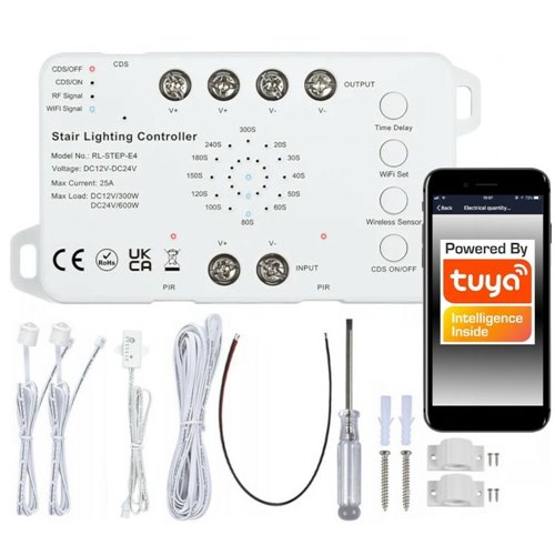 Sterownik schodowy LED Mono Wi-Fi Tuya z czujnikami