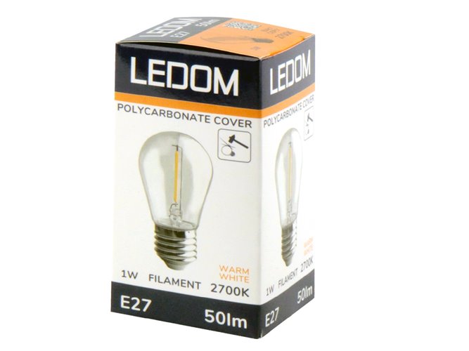Żarówka LED E27 Ledom Filament ST45 1W 50lm 2700K