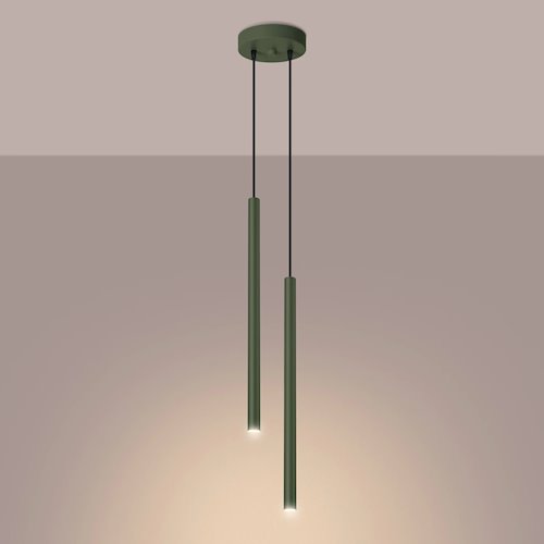 Lampa wisząca podwójna Pastelo 2xG9 okrągła zielona oliwka