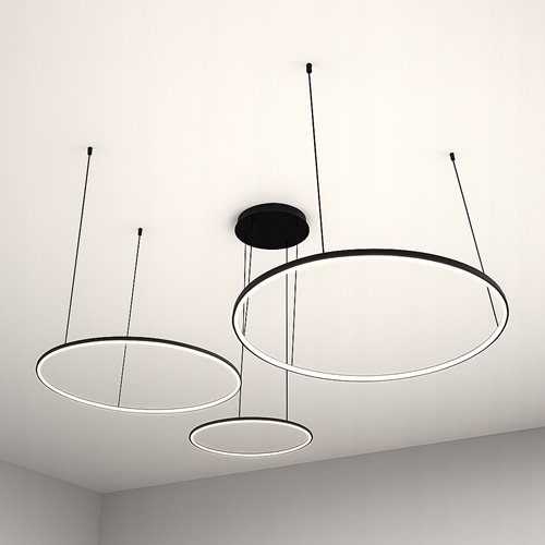 Nowoczesna lampa wisząca okręgi 40-60-80 cm 116W czarna