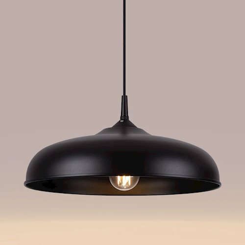 Lampa wisząca z okrągłym kloszem Gina 1xE27 czarna