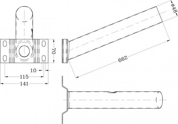 Uchwyt ścienny do lamp ulicznych FI48mm czarny