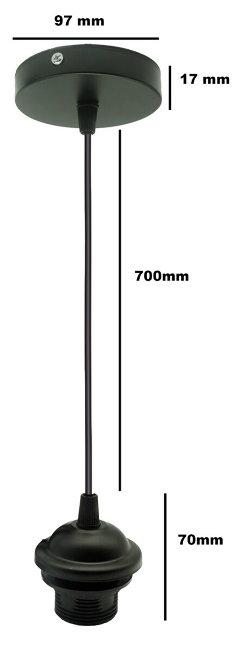 Oprawka wisząca 1xE27 metalowa 80 cm czarna