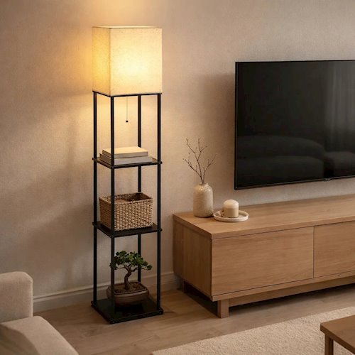Lampa stojąca Square 1xE27 160cm czarna