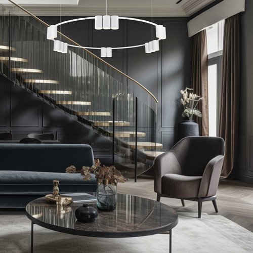 Lampa wisząca okrągła ze spotami Genesis 15xGU10 biała
