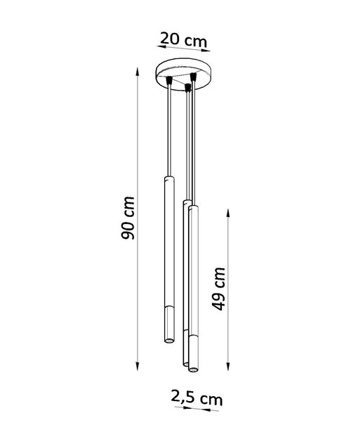 Lampa wisząca 3xTuba G9 MOZAICA 3P czarny/miedź