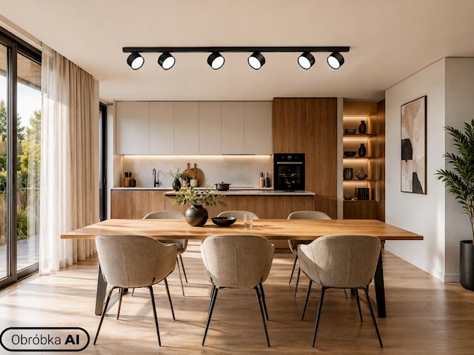 Listwa sufitowa 120cm z okrągłymi reflektorami 6xGX53 czarna