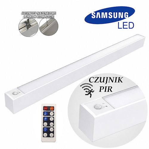Lampa liniowa LED CABAIL biała 120cm 40W z czujnikiem i pilotem