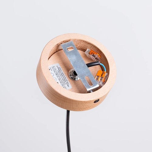 Lampa wisząca drewniana Marion 1xE27 czarna/naturalne drewno