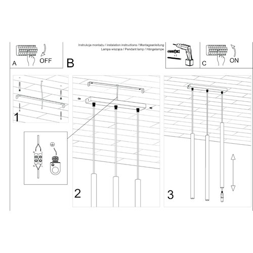 Lampa wisząca potrójna Pastelo 3xG9 listwa ochra czerwona