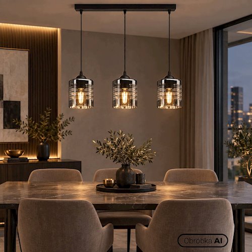 Lampa wisząca 3xE27 Trivo czarna ze szklanymi kloszami