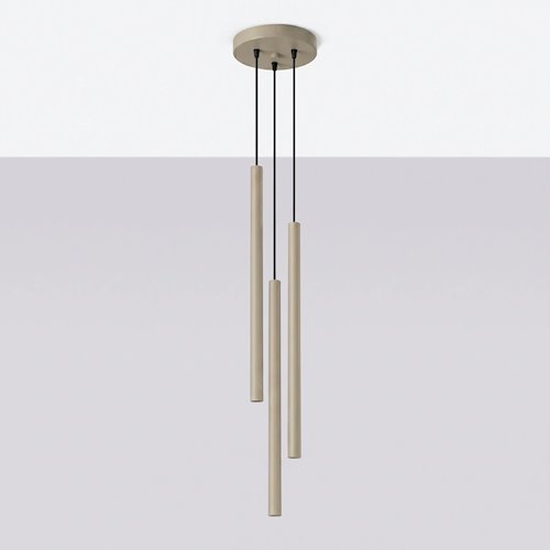 Lampa wisząca potrójna tuba Pastelo 3P 3xG9 okrągła taupe