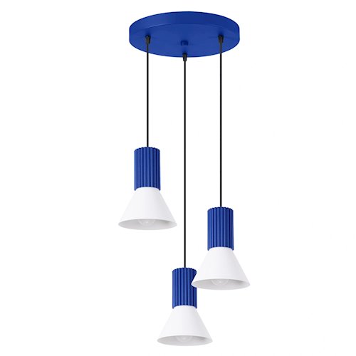 Lampa wisząca potrójna Estria 3xE14 biało-ultramarynowa