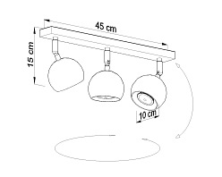 Lampa z okrągłymi reflektorami OCULARE 3xGU10 Czarna