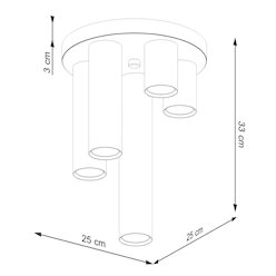 Lampa sufitowa tuby Lagos 5xGU10 okrągła czarna