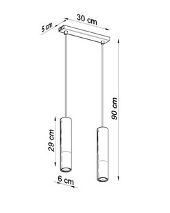 Lampa wiszące tuby LOOPEZ 2xGU10 listwa czarny/miedź