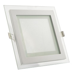 Panel LED o mocy 16W kwadratowy, podtynkowy, szklany z serii GLASS - biała  dzienna