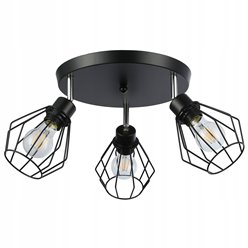 Lampa sufitowa 3xE27 Otis czarna regulowana