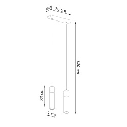 Lampa Wisząca Tuba ZANE 2 szara 2xGU10