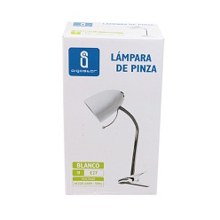 Biała lampka biurkowa z klipsem na żarówkę E27