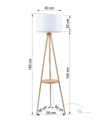 Lampa stojąca w stylu skandynawskim AUSTIN 1 z półką