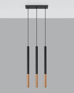 Lampa wisząca listwa 3xTuba G9 MOZAICA 3L czarny/miedź