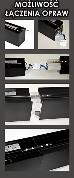 Lampa liniowa LED CABAIL 120cm 30W zwieszana czarna - łączona