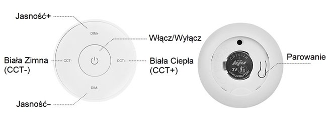 Ściemniacz z przyciskami CCT Mi-Light K2 biały