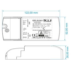 Zasilacz LED ściemnialny 24V 25W SLIM GTPC