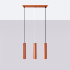 Lampa wisząca potrójna Lagos 3xGU10 listwa ochra czerwona