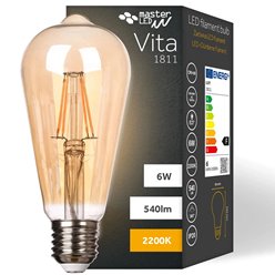 Żarówka LED V-TAC 8W E27 Filament Bursztyn ST64 VT-1968 2200K 700lm