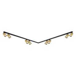 Lampa ze złotymi reflektorami Hero 8xGU10 czarna