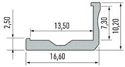 Profil F Lumines -  kątowy,  srebrny 1m