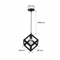 Lampa wisząca 1xE27 czarna kostka