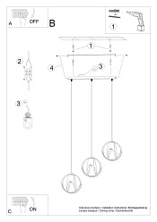 Lampa wisząca TULOS 3L czarna 3xE27