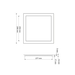 Panel LED 25W podtynkowy, kwadrat 300x300mm ULTRA SLIM - biała ciepła