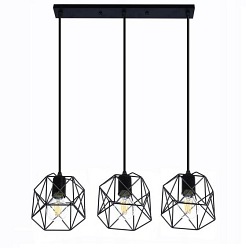 Lampa wisząca Zaffiro Loft Brylant 3xE27 prosta Czarna