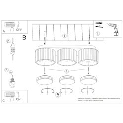 Lampa sufitowa potrójna tuba Modo 3xGx53 burgundowa