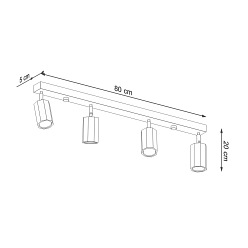 Lampa sufitowa reflektory drewno ZEKE 4 dąb 4xGU10