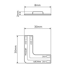 Łącznik kątowy do taśm LED COB 24V 11W 4000K 8mm