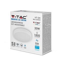 Plafon V-TAC Samsung 24W LED IP65 IK08 Biały VT-24 3w1 1850lm