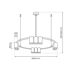 Lampa wisząca okrągła ze spotami Genesis 10xGU10 czarna