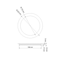 Panel LED 18W podtynkowy, okrągły średnica 22cm ULTRA SLIM - biała ciepła