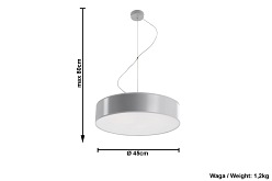 Lampa wisząca plafon ARENA 45 cm 3xE27 szary