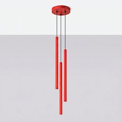 Lampa wisząca potrójna tuba Pastelo 3P 3xG9 czerwona