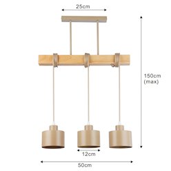 Lampa wisząca belka 3xE27 Elena beżowa