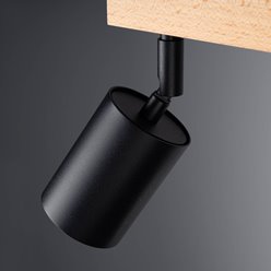 Listwa sufitowa drewniana VERDO - 3 reflektory GU10 czarne