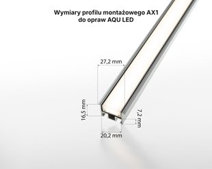 Profil montażowy AX1 wpuszczany do opraw AQU srebrny 2m