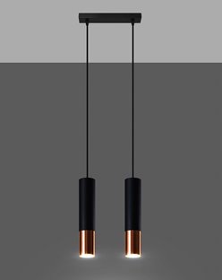 Lampa wiszące tuby LOOPEZ 2xGU10 listwa czarny/miedź